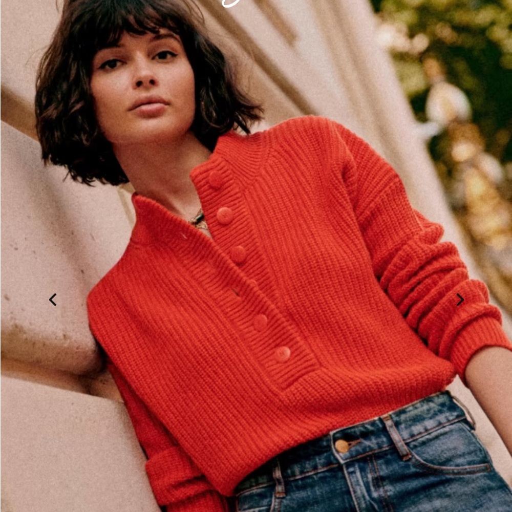 Sezane Lucas Jumper Sweater, Color- Coral (orange red), Size- Small, NWT